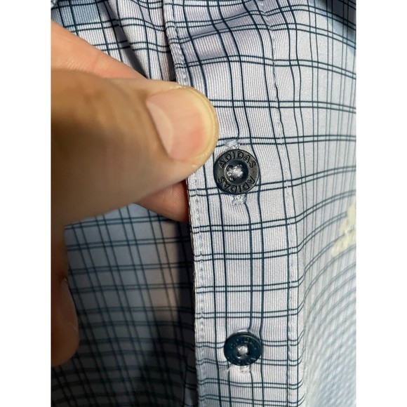 Adidas Golf Polo Shirt Mens Small Blue Plaid Performance Stretch Casual Logo NEW - Picture 6 of 11